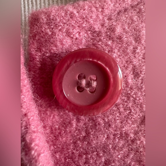 Norm Thompson 100% Wool Light Pink Button Up Sweater Jacket. Front Pockets - Picture 3 of 15